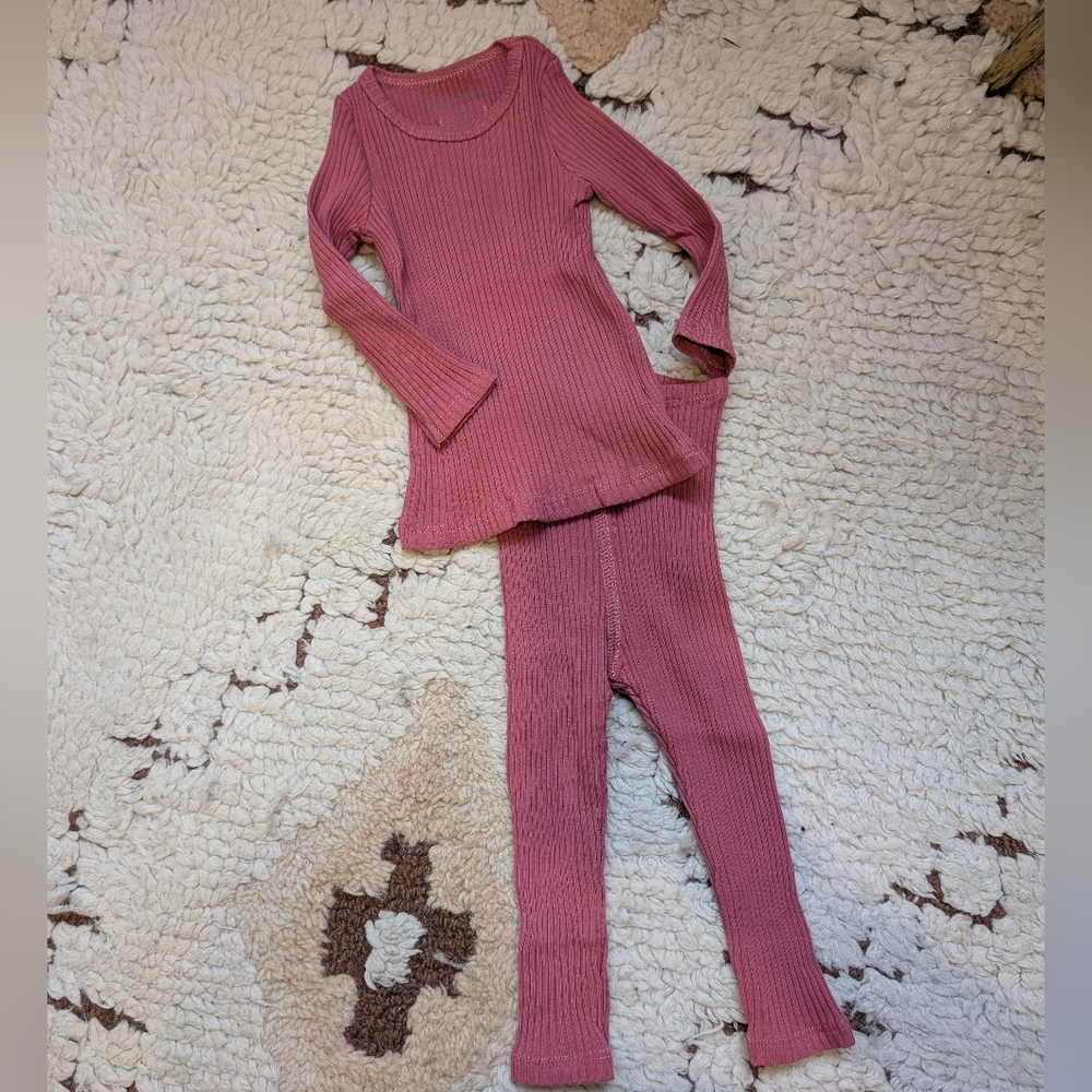 Lovely Littles Cozy Pink Ribbed Kids Matching Set